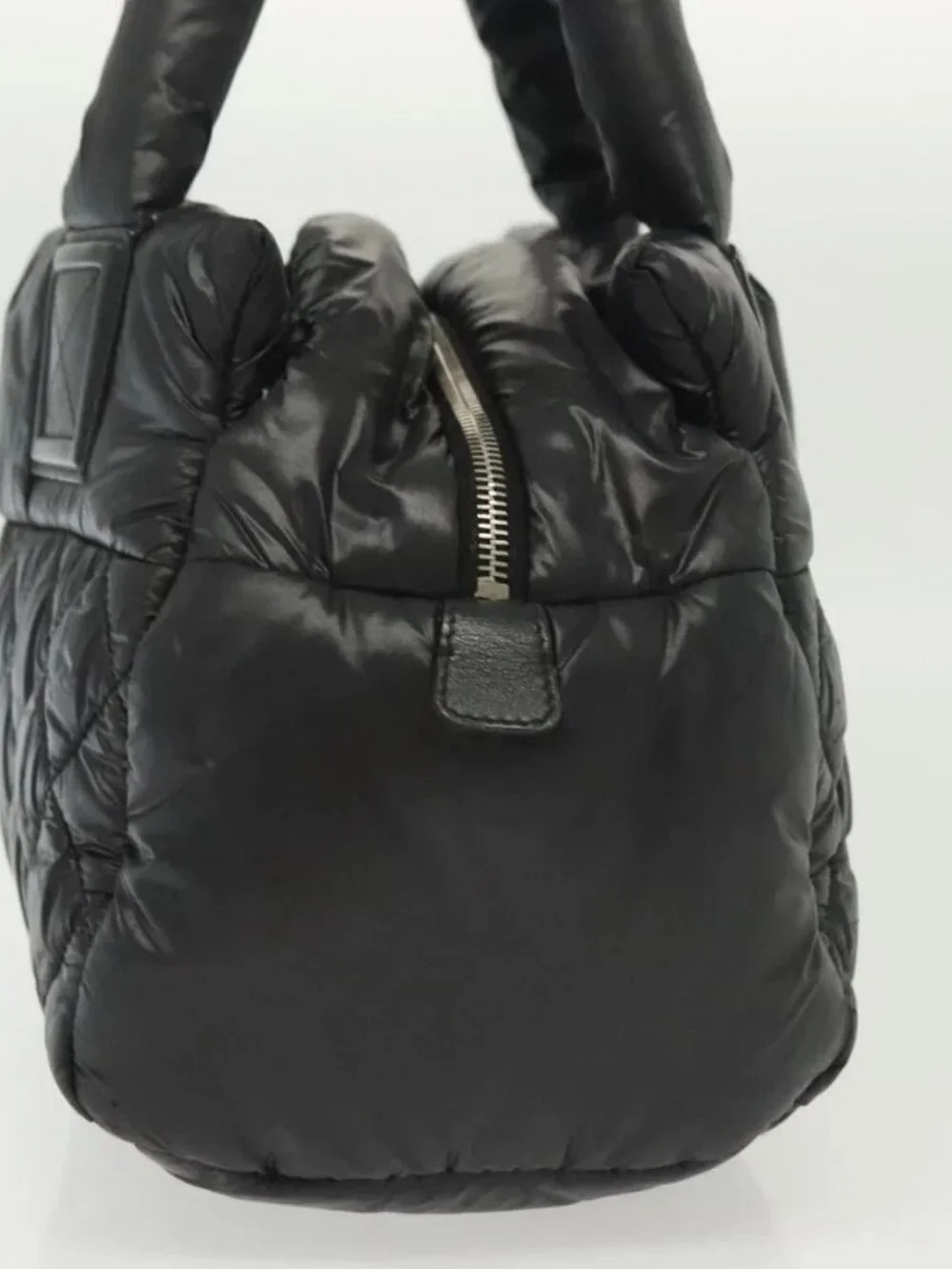 CHANEL Cococoon Hand Bag Nylon Black Silver CC Auth BA5555